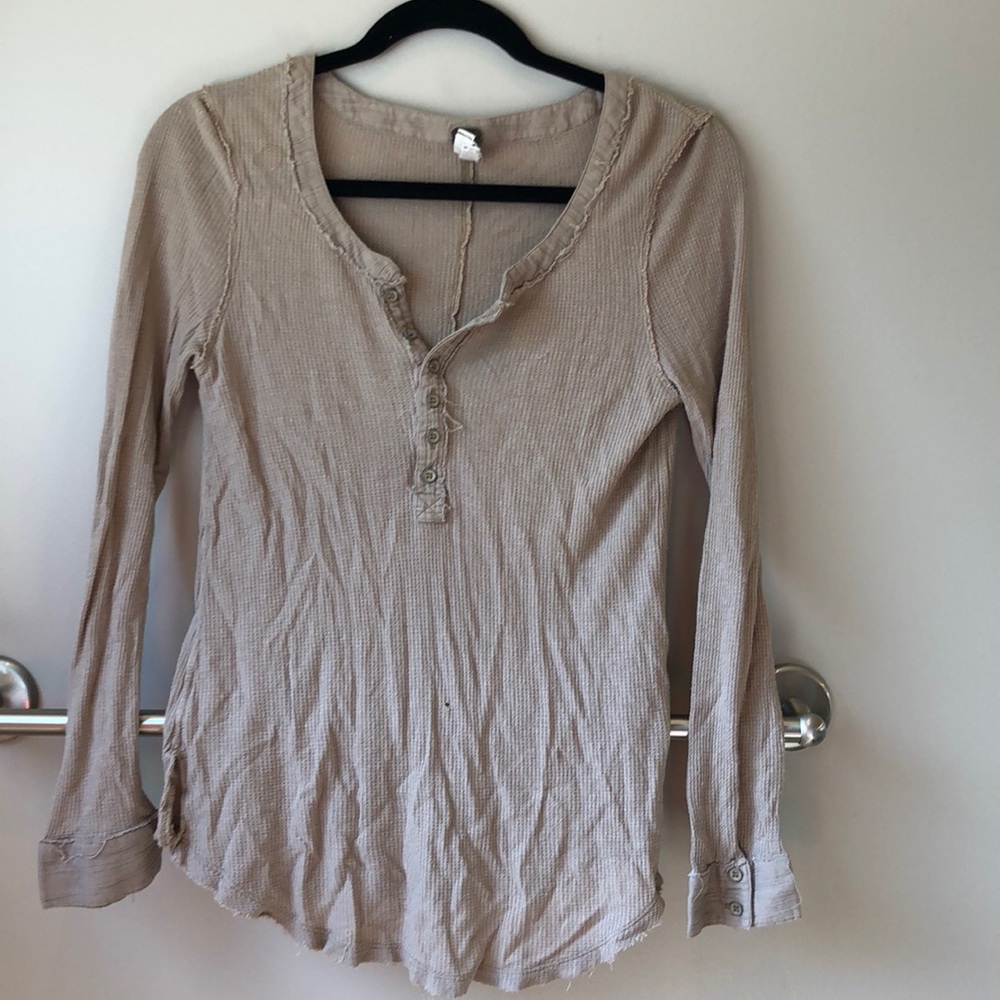 Free People thermal/waffle top